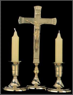 Sick Call Crucifix & Candle Set Brass