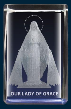 Our Lady Of Grace Crystal Block Laser Engraved