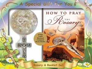 Acrylic Rosary Bead & Booklet Set Crystal