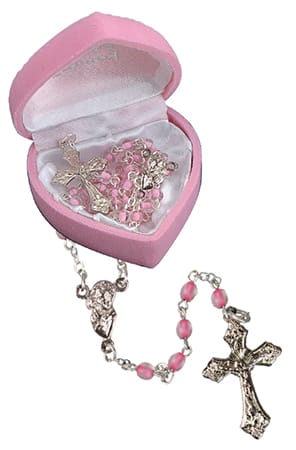 Glass Baby Rosary Bead Pink