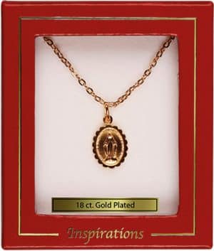 18ct Gold Plated Necklet With ½” Miraculous Medal