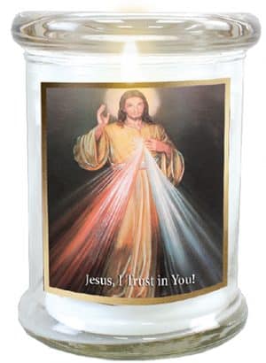 Divine Mercy LED Glass Candle Holder