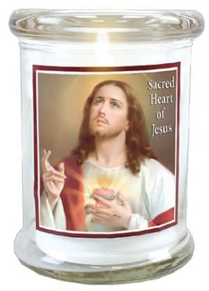 Sacred Heart LED Glass Candle Holder