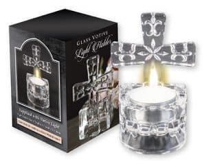 Glass Cross Tea Light Holder/Water Font