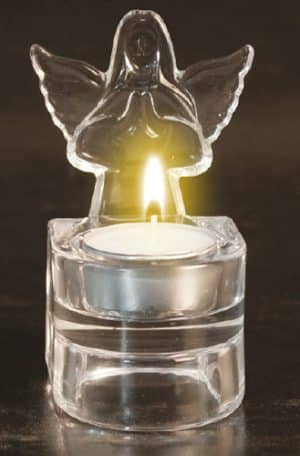 Glass Cross Tea Light Holder/Praying Angel
