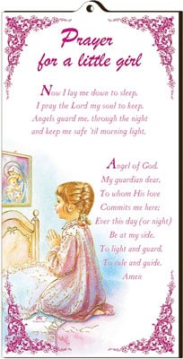 Praying Girl Wood Plaque