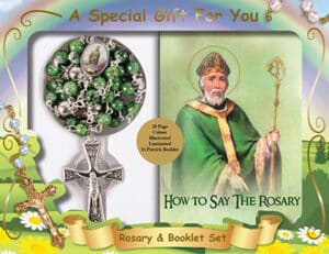St. Patrick Glass Rosary – Marble Finish/Green