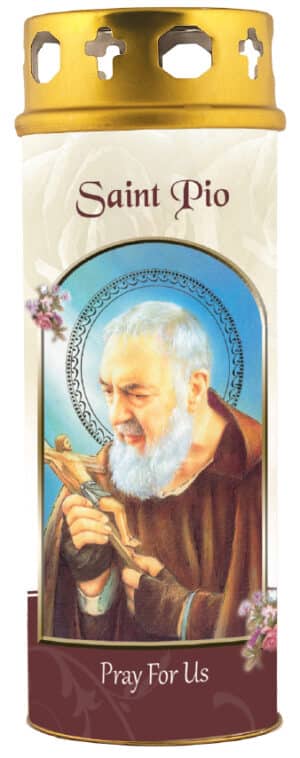 Saint Pio Candle with Windproof Cap