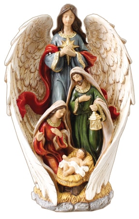 Resin Nativity Holy Family & Angel