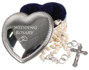 Pearl Wedding Rosary- Silver Finish