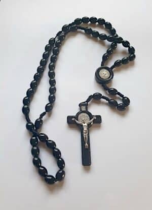 St. Benedict Black Wooden Rope Beads