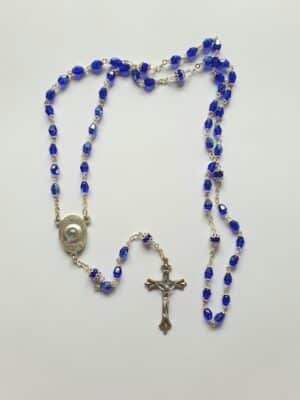 Knock Glass Rosary Beads With Holy Water  – Blue