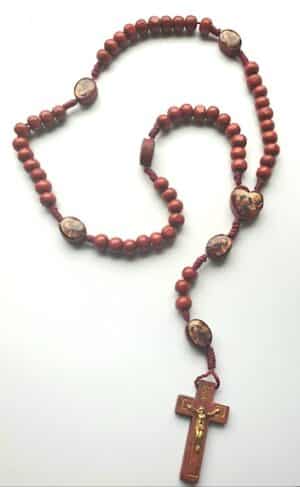 Our Lady of Knots Wooden Rope Rosary Beads