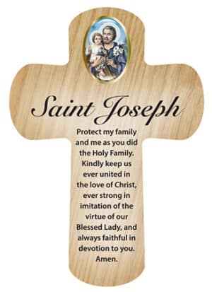 Saint Joseph Wood Pocket Cross 3 1/4 inch
