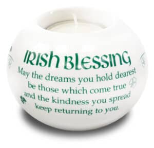 Porcelain Candle Holder/Irish Blessing