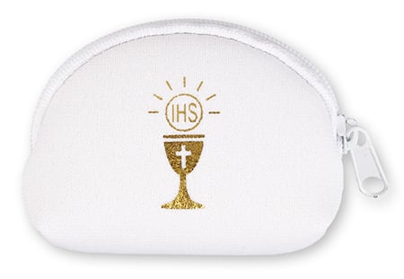 White communion rosary purse