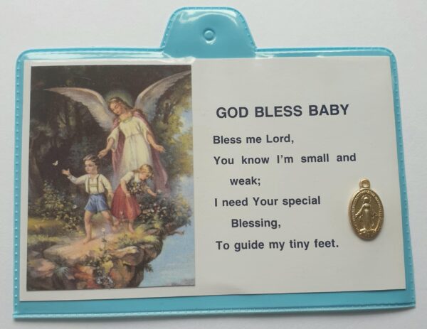 pram blessing baby blue - miraculous medal