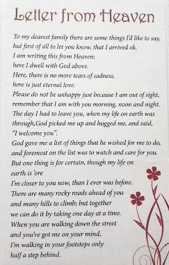 A Letter From Heaven Prayer Leaflet
