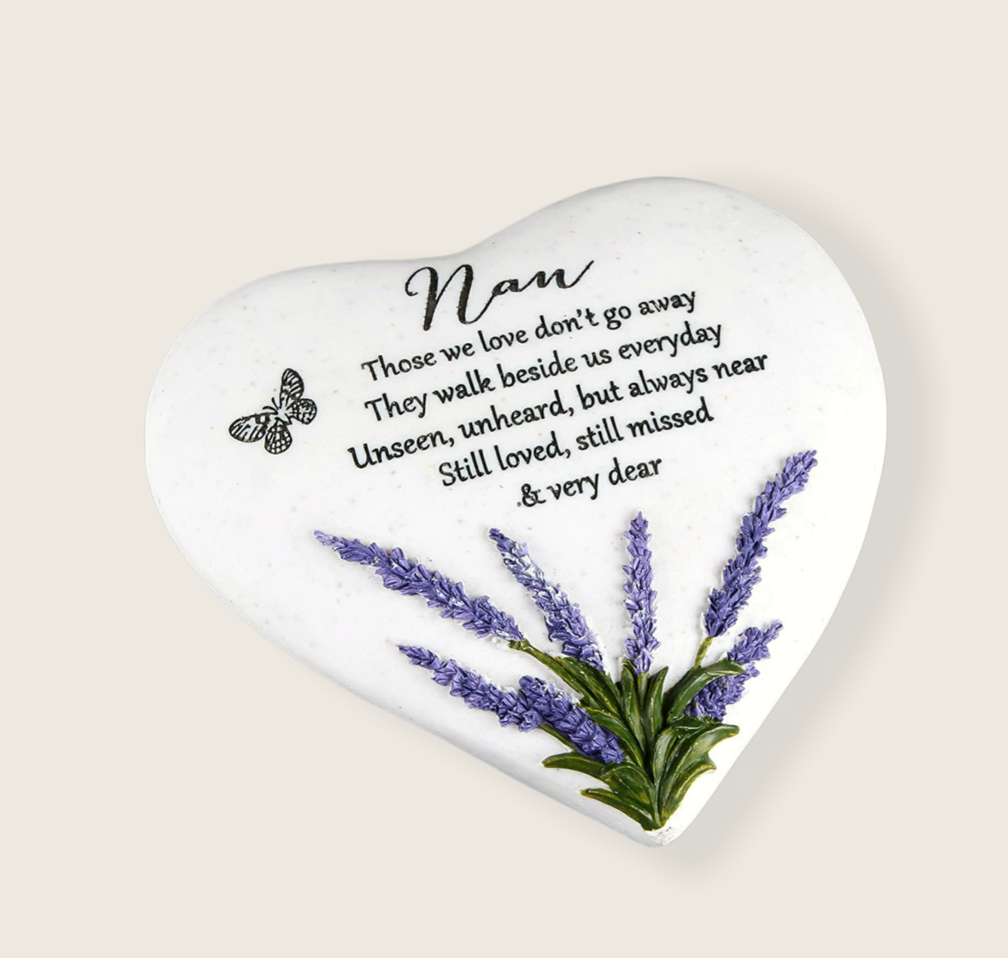 My Nan – Heart Shape Outdoor Memorial Plaque with Lavender design
