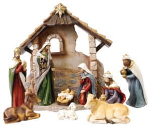 Resin Nativity Set  9 Figures With Shed