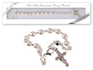 Communion Rosary Bracelet/Pink Pearl