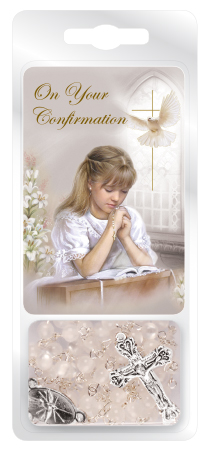Confirmation Rosary/Prayer Card – Crystal
