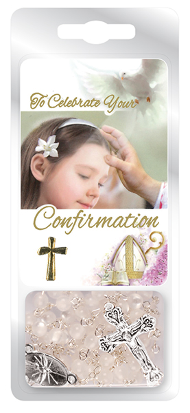 Confirmation Rosary/Prayer Card – Crystal