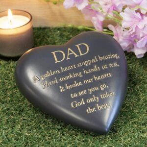 Dad –  Dark Grey Memorial Heart Sone