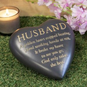 Husband –  Dark Grey Memorial Heart Sone