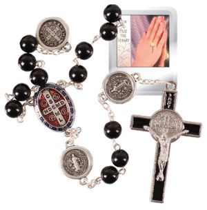 Plastic Rosary/Black/St.Benedict/8 mm Bead