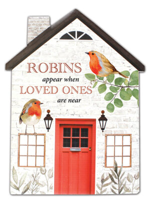 Porcelain Plaque/Robins Near You (House shape)